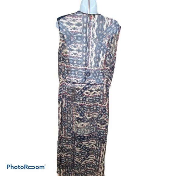 Vince Camuto Blue Tribal Abstract Print Sheer Maxi - Picture 7 of 9